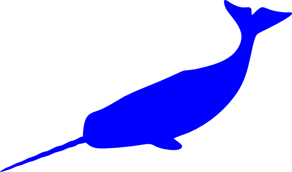 Narwhal Siloette Clipart (600x353)