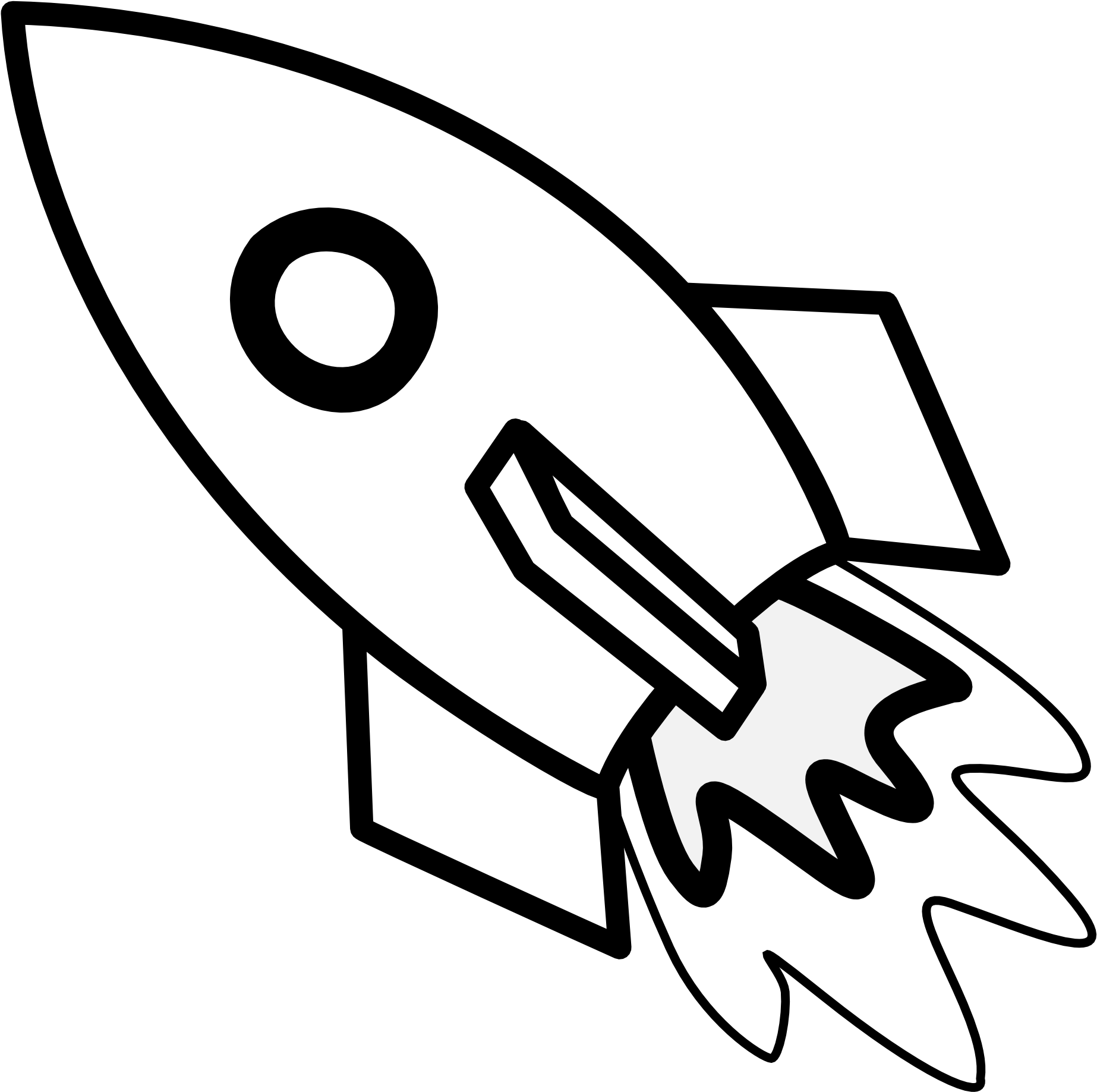 Toy Rocket Black White Line Art Christmas Xmas Electronics - Colouring Picture Of Rocket (1969x1969)