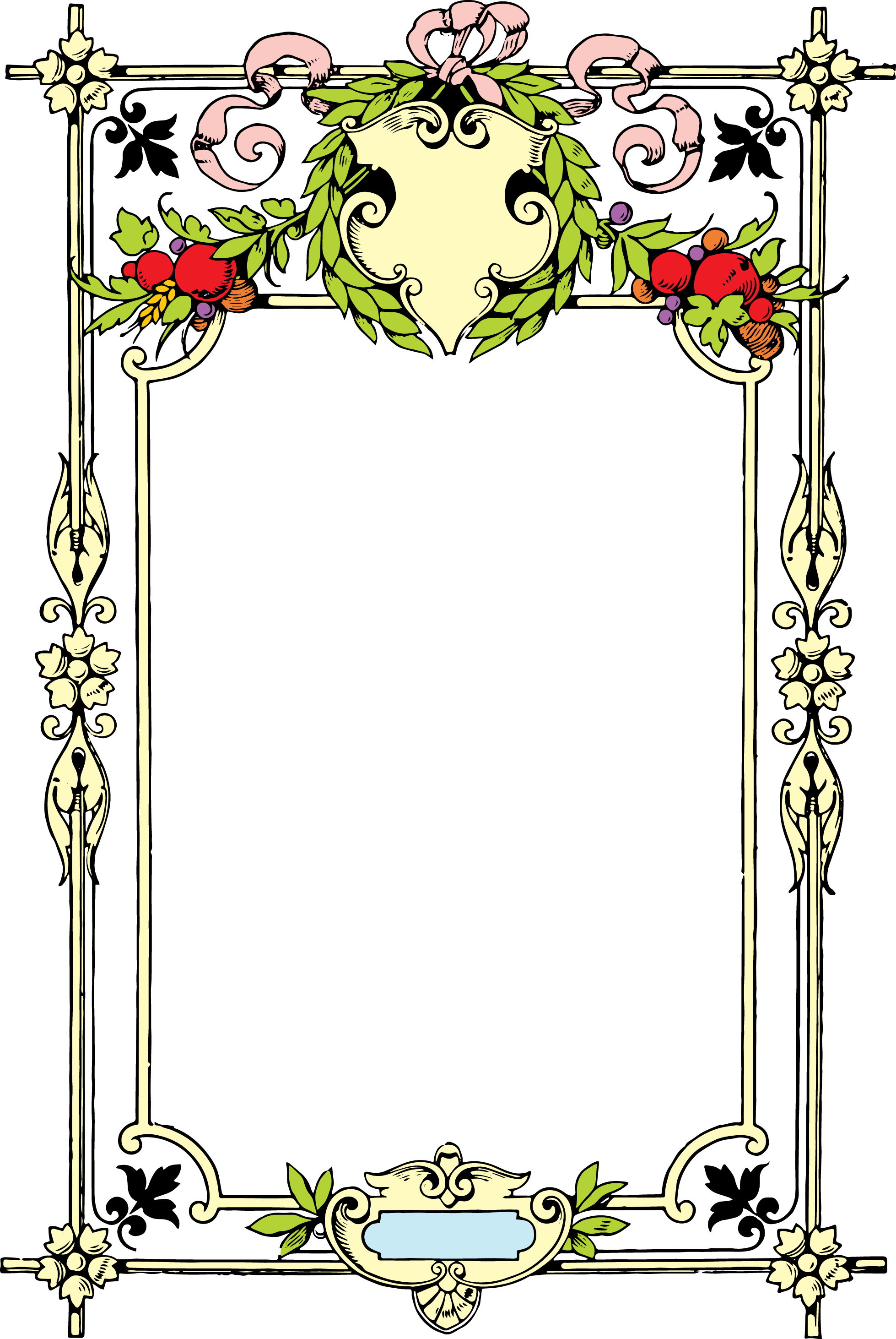 Clipart Borders Vintage Color - Victorian Border Clip Art (1958x2924)