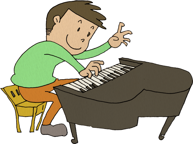 ピアノと歌は上達に、かかせません - ピアノ を 弾く イラスト (700x556)