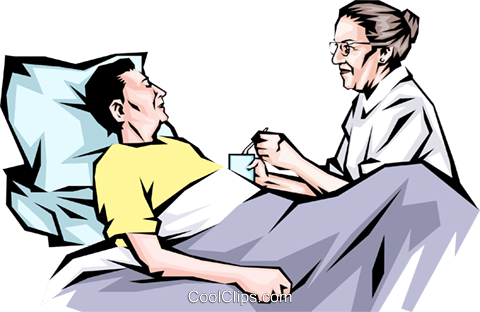 Nurse With Patient In A Bed Royalty Free Vector Clip - Nurse And Patient Clipart (480x312)