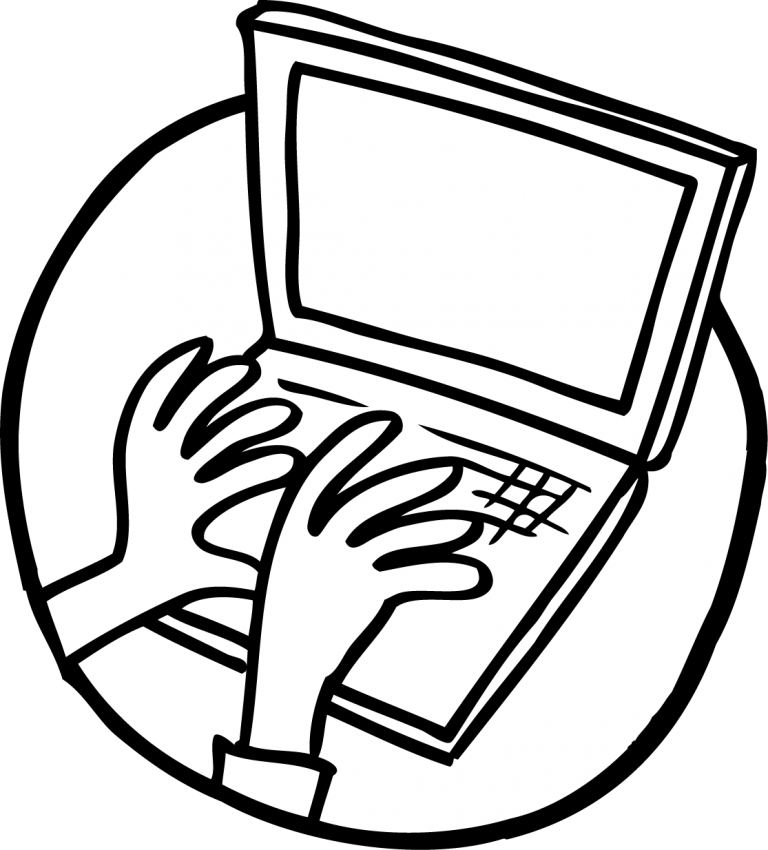 Laptop In Use - Laptop Drawing Png (1024x1133)