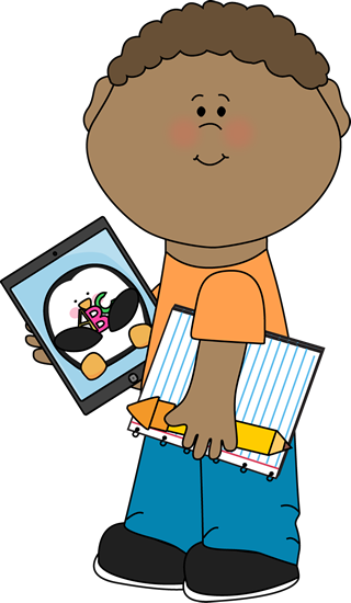 Ipad Clipart School Boy - Boy With Books Clipart (320x550)
