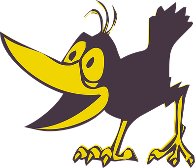 Animal Bird Cartoon Crow Bird Bird Crow Cr - Crow Cartoon Png (396x340)