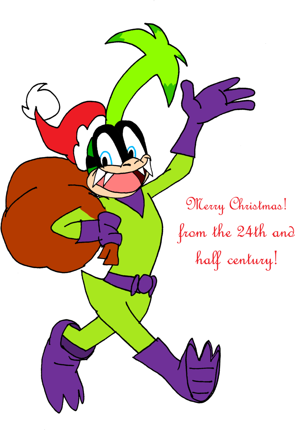 Merry Christmas From Iggy Dodgers By Aso-designer - Cartoon (1024x1415)