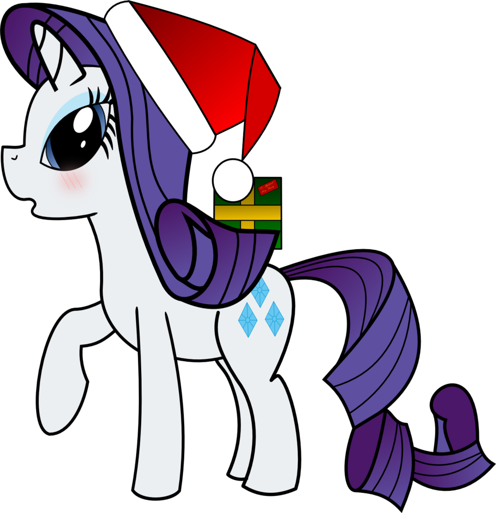 Dbapplejack, Blushing, Christmas, Hat, Present, Rarity, - Cartoon (991x1024)