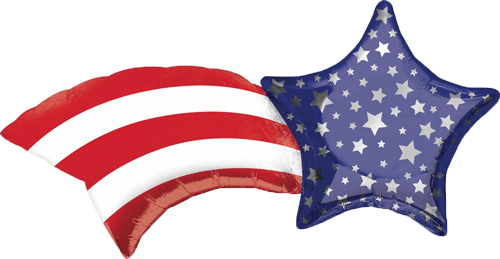 27" Patriotic Stars And Stripes Shooting Star Balloon - Stars And Stripes Png Transparent (500x259)
