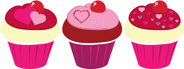 Valentine Cupcake Clipart - Valentine's Day Clip Art Cupcake (792x306)