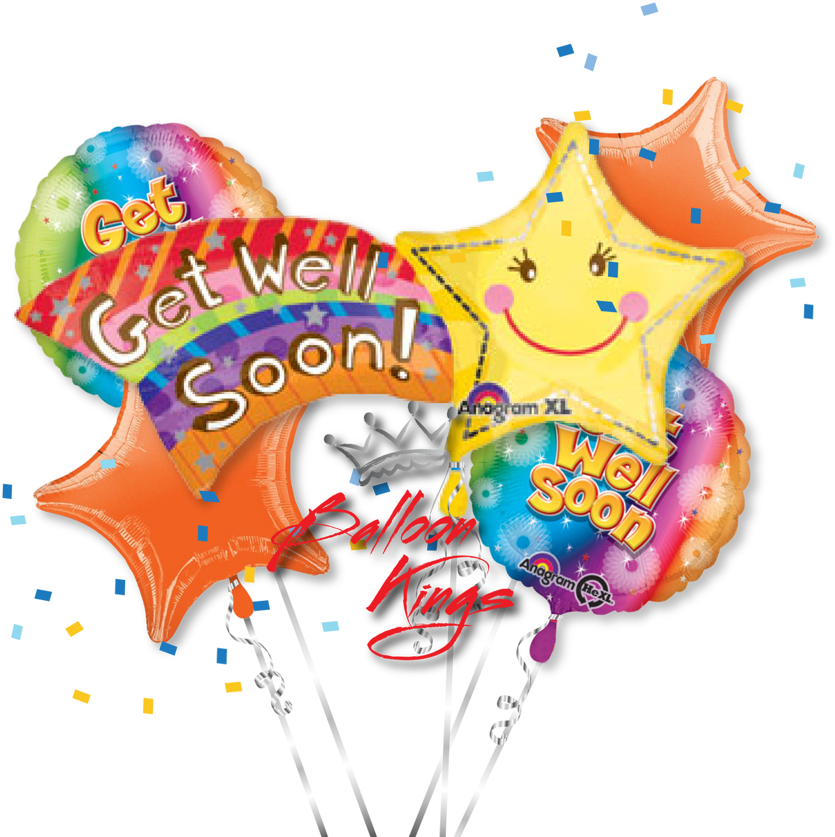 Get Well Soon Shooting Star Bouquet - Get Well Shooting Star Foil Balloon (1280x1280)