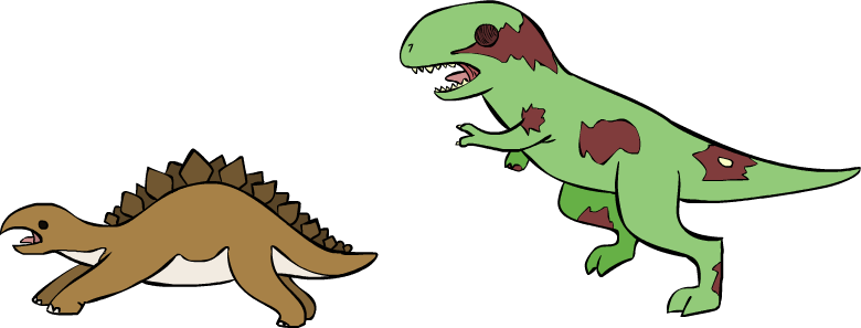 Zombie T-rex - Cartoon (780x297)