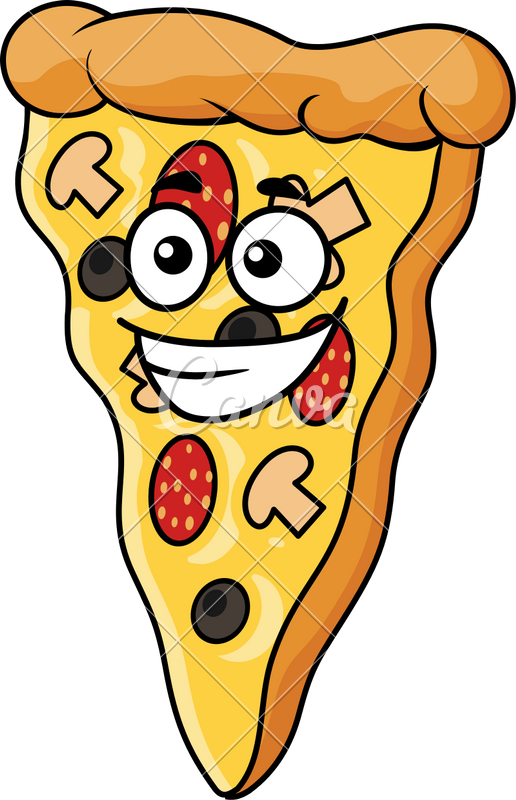 Cute Slice Of Cartoon Pizza - Pizza Cartoon Face (516x800)