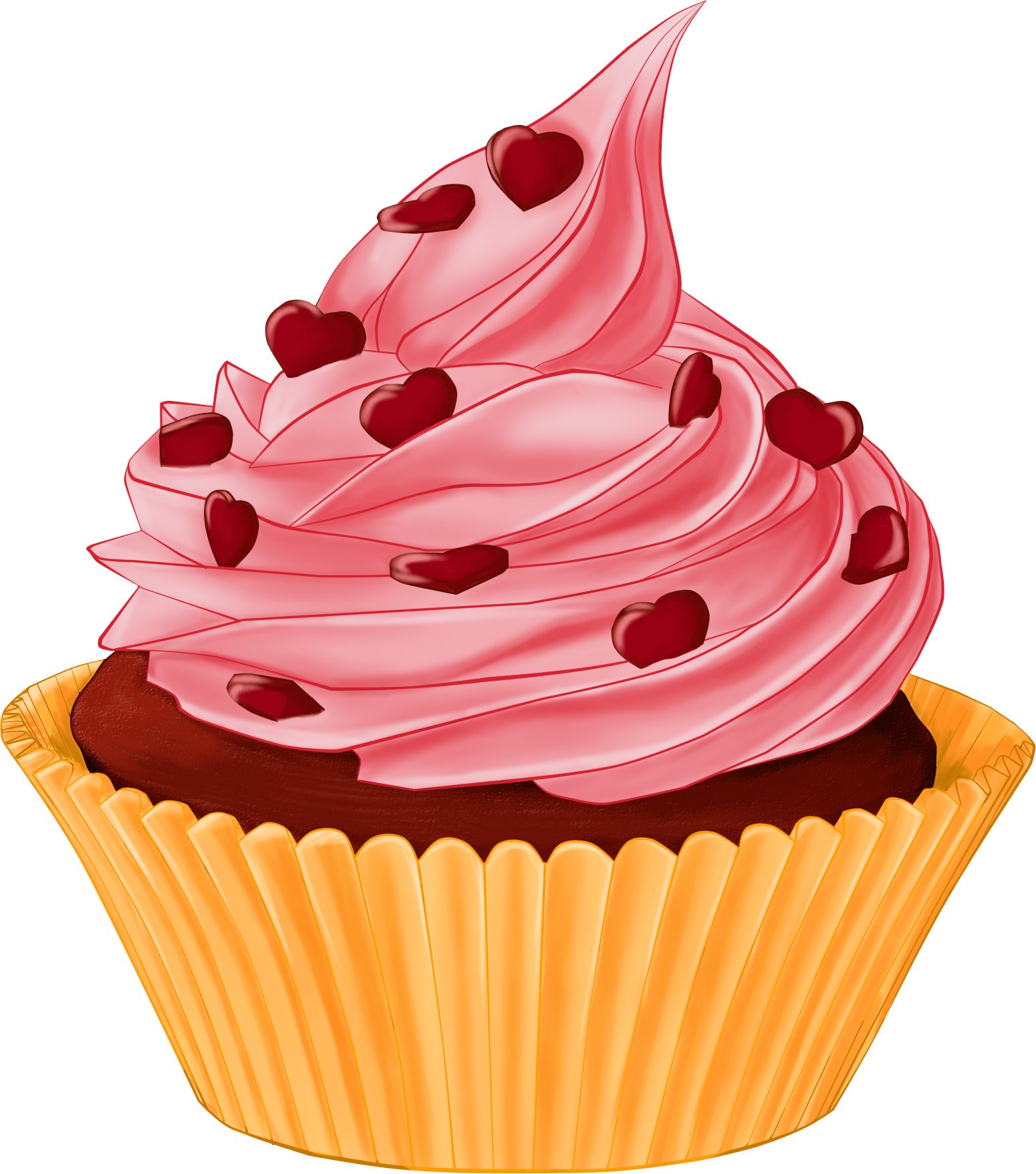Cupcake Red Velvet Cake Milk Drawing Illustration - Cupcake Png (1550x1757)