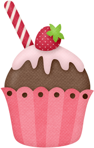 Food Clipart - Strawberry Cupcake Clipart (327x500)