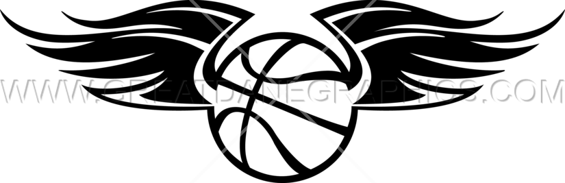 Basketball Wings - Basketball With Wings Black And White (825x267)