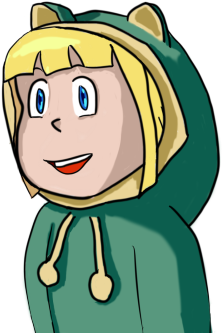 Roll From Megaman In A Frog Rain Coat Seen In The Rock - Cartoon (500x375)