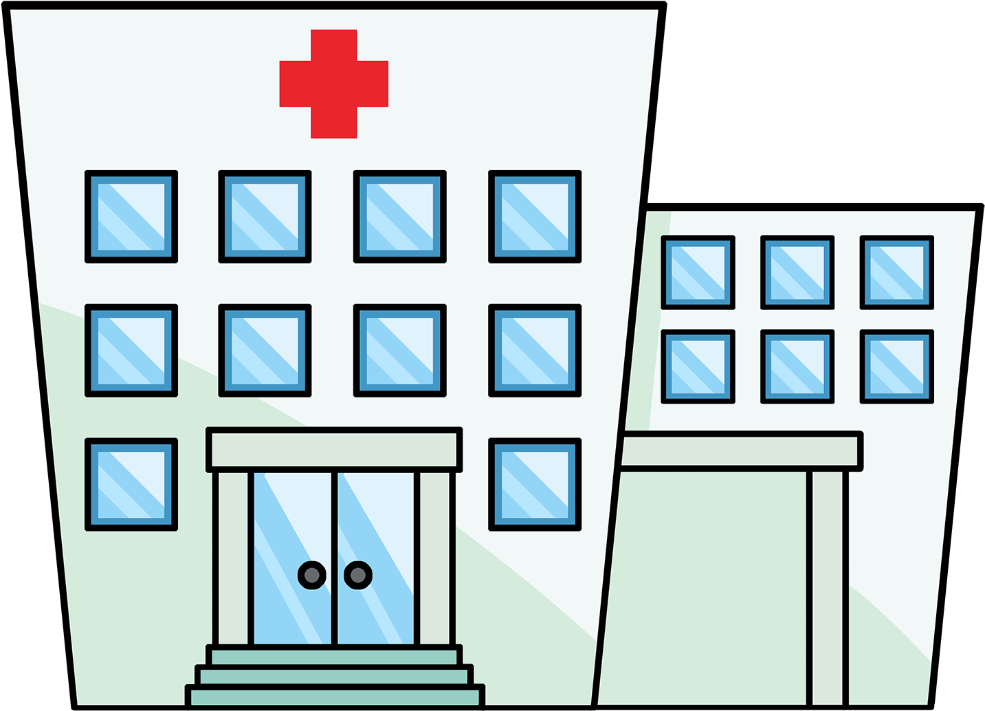 Cartoon Hospital Clipart - Hospital Clipart Transparent Background (1600x1200)