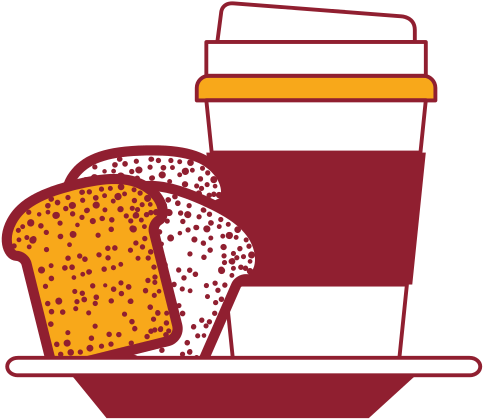 Disposable Coffee Cup And Bread Slices On Dish In Color - Coffee Cup (550x550)