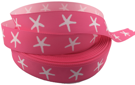 Pink And White Starfish Ribbons 7/8" - Coin Purse (500x500)