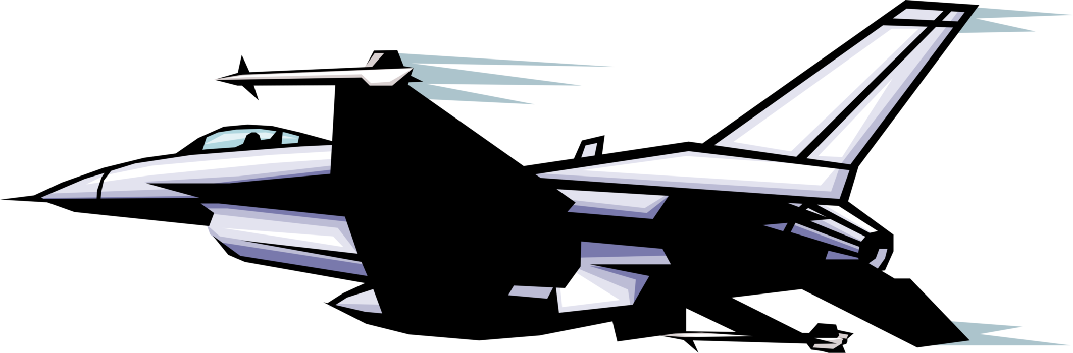 Vector Illustration Of F16 Falcon Us Air Force Single-engine - Aircraft (2125x700)