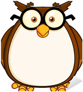 Wise Owl Teacher Cartoon Character With Glasses Sticker - Cartoon Wise Owl (400x400)