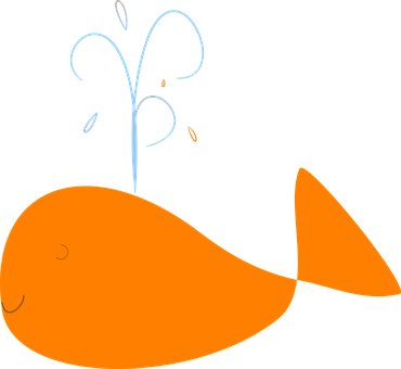 Whale Happy Splash Orange Water Smile Whal - Clip Art (370x340)