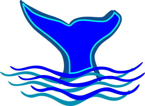 Whale Tail Fin Diving Water Whale Whale Wh - Fin Clipart (465x340)