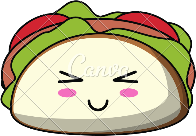 Kawaii Taco Mexican Food Icon - Refresco Kawaii (800x800)