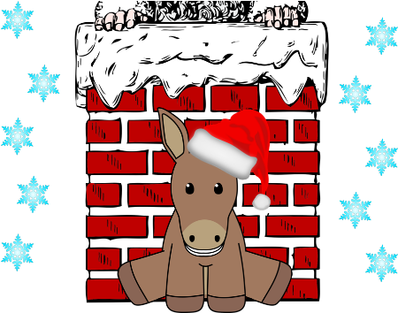 Christmas Donkey Cliparts - Santa In The Chimney 5'x7'area Rug (470x353)