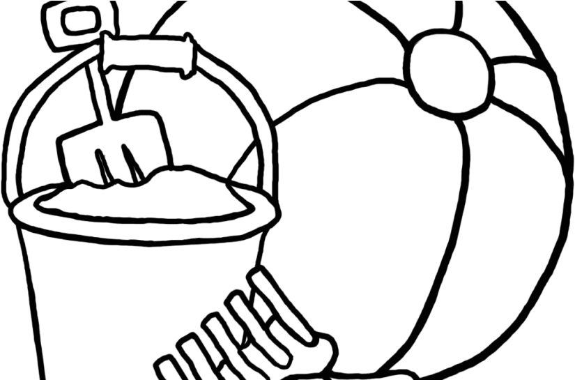 Adults Beach Ball Coloring Page Big Free Printable - Beach Ball And Bucket Clip Art (960x544)