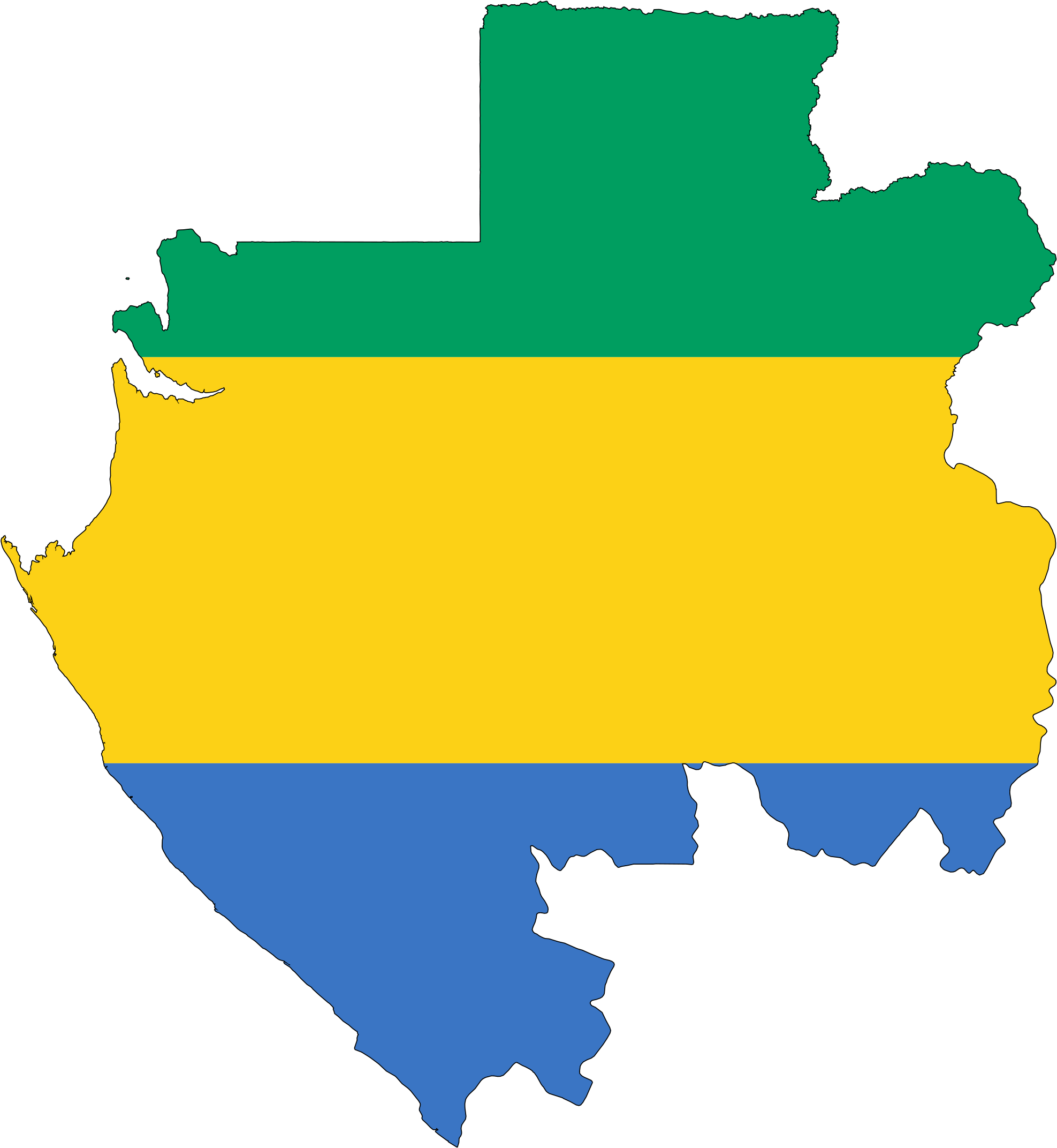 Gabon Flag Map Large Map - Map Of Gabon Provinces (2048x2194)