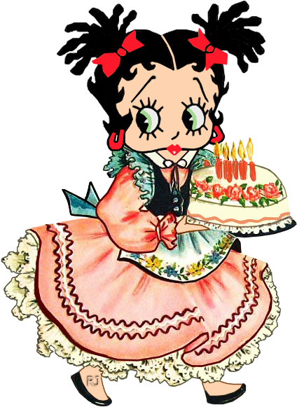 Birthday Cake Little Betty - Vintage Birthday Clip Art (500x600)