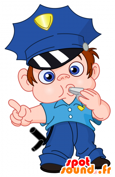 Mascota De Policía De Uniforme Azul - Funny Policeman Cartoon (600x600)