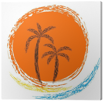 Ocean Waves, Palm Trees And Sun Canvas Print • Pixers® - Sea (400x400)