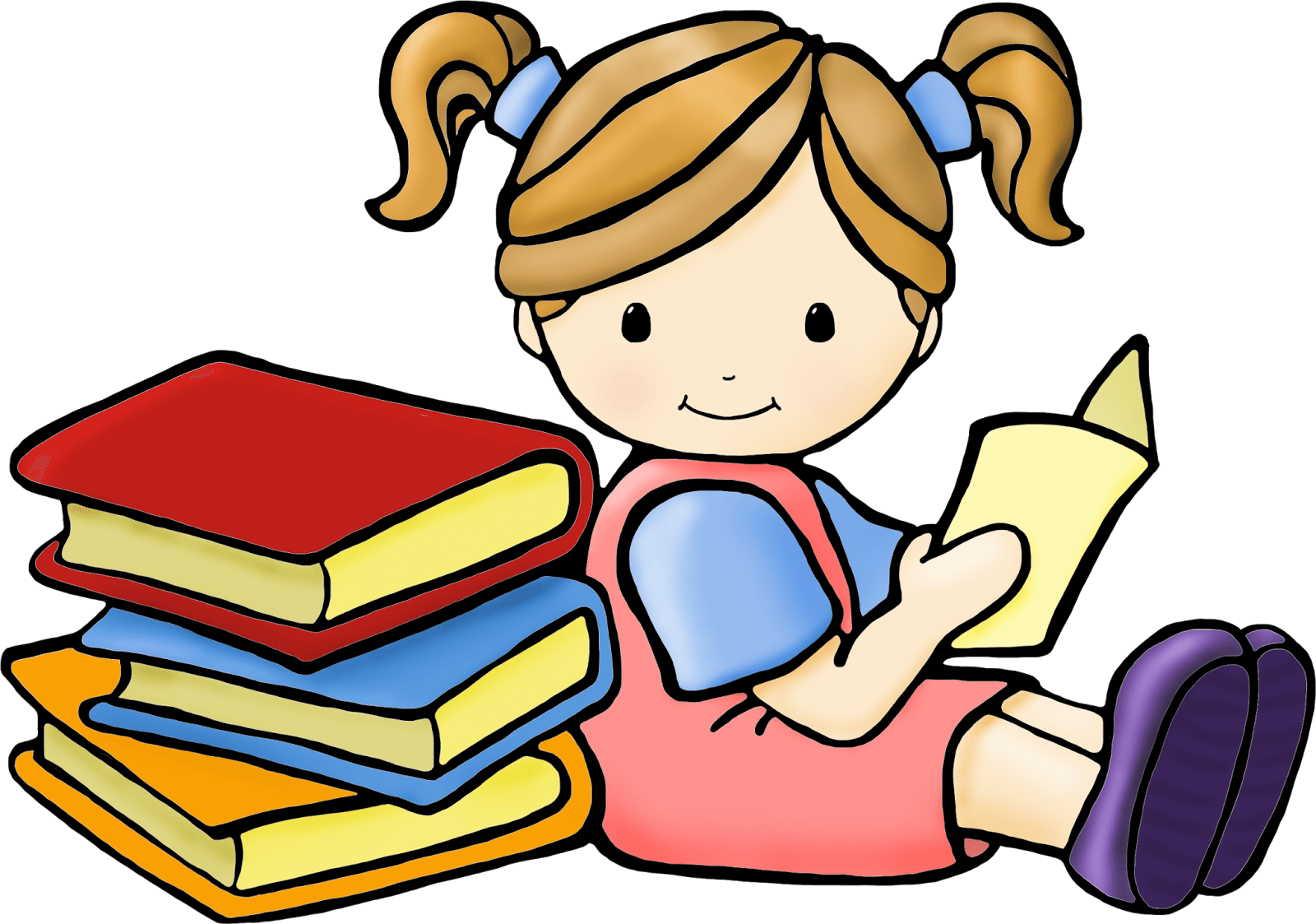 Writing Cliparts Girls 2 - Child Reading Clipart (1600x1123)