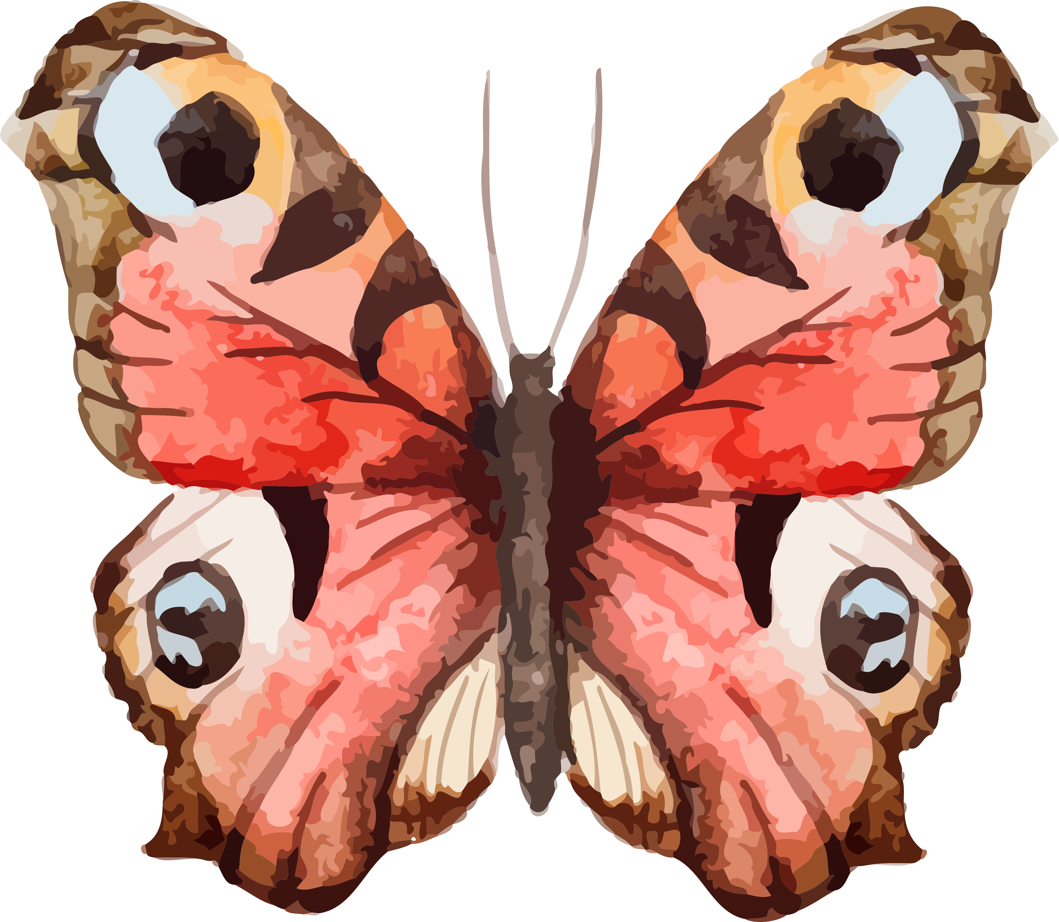 Butterfly 1 - Red Watercolor Illustrated Butterfly On White Wine (3600x3246)
