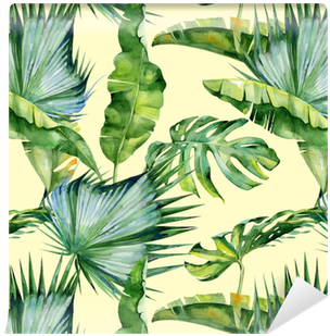 Seamless Watercolor Illustration Of Tropical Leaves, - Malloom Pillow Case,sofa Bed Home Decoration Festival (400x400)