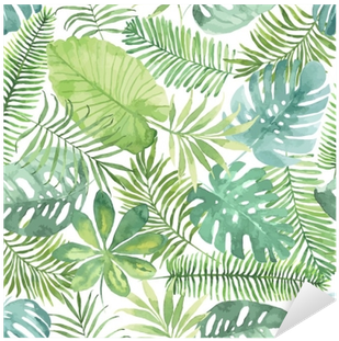 Tropical Seamless Pattern With Leaves - Fondos Acuarela Tropical (400x400)