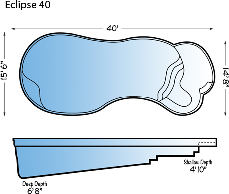 Eclipse Model Freeform Fiberglass Pools From Leisure - Eclipse 40 Fiberglass Pool (460x425)