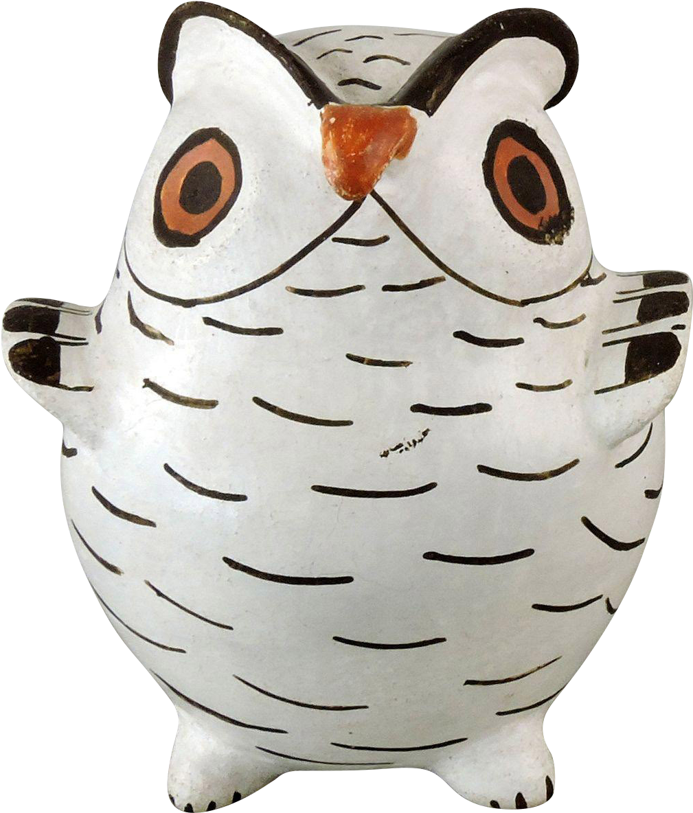 Adorable Wide Eyed Owl By Noted Acoma Pueblo Indian - Great Horned Owl (1183x1183)
