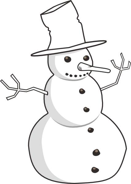 Snowman Clipart Silhouette - Christmas Black And White Snow Man Png (426x597)