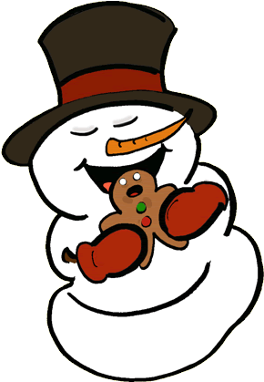 Snowman Clip Art - Snowman Eating Clipart (300x427)