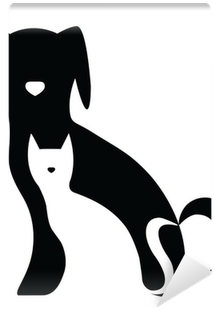 Funny Dog And Cat Silhouettes Composition Wall Mural - Dog And Cat Silhouettes (400x400)