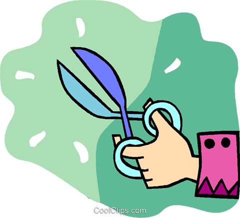 Hand With Scissors Royalty Free Vector Clip Art Illustration - Clases Pasivas (480x435)