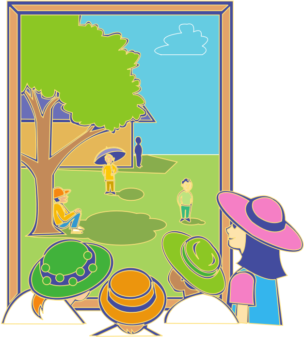 Kids Looking Out Window - Children Looking At A Picture Clipart (800x800)