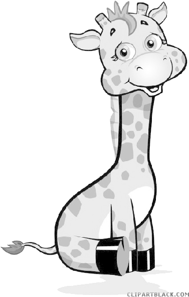 Baby Giraffe Animal Free Black White Clipart Images - Giraffe Cartoon Png (400x600)