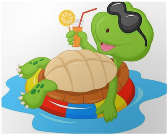 Poster Leuke Schildpad Cartoon Op Opblaasbare Ronde - Turtle With Sunglasses Clipart (400x400)