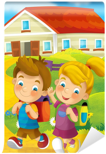 Going To School - Okula Giden Çocuk Çizim (400x400)