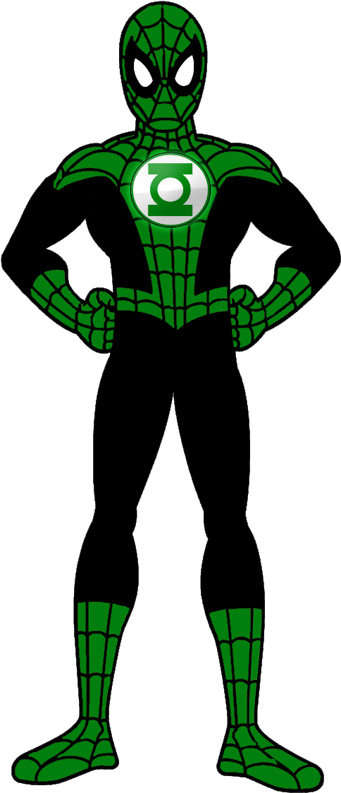 Green Lantern Spiderman Green Lantern Spiderman - Color (551x1145)