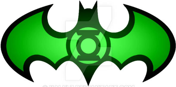 Glowing Green Lantern Batman Logo By Kalel7 - Green Lantern Bat Symbol (600x293)
