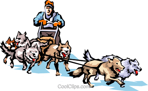 Dog Sledding Royalty Free Vector Clip Art Illustration - Sled Dogs Clip Art (480x295)
